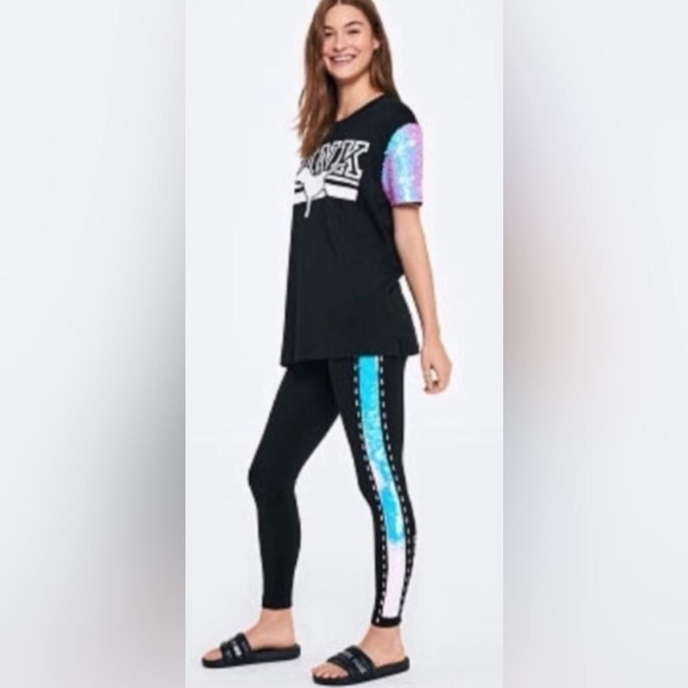 Vs. Pink bling mermaid sequin set-large like new